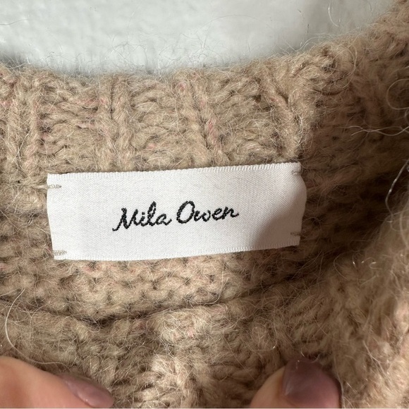Mila Owen Sweater Women's Medium (F) Tan Wool Alpaca Chunky Lace Sides‎ - Picture 5 of 8